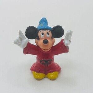 Disney Fantasia Sorcerer Mickey Mini PVC Figure Red Robe Blue Star Hat